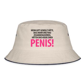 ehepaar penis schwul gay love tunte schwuler sex - Bucket Hat - Natur/Navy - Vorne