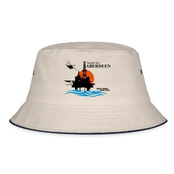 North Sea Aberdeen Oil Rig Platform - Bucket Hat - ecru/navy - Front