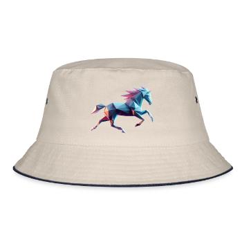cheval au galop origami géométrique 3d neon - Bob - blanc cassé/bleu marine - Devant