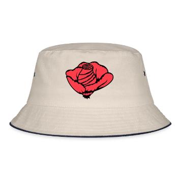 Pretty Beautiful Rose Blossom Leaf Roses Romantic - Bucket Hat - ecru/navy - Front