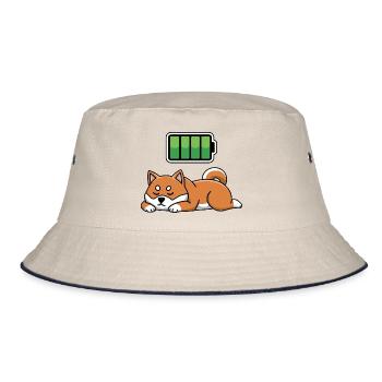 Dog Sleeping Recharging Night Bedtime - Bucket Hat - Natur/Navy - Vorne
