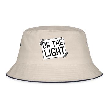 Be The Light Motivational Positivity Saying Logo - Bucket Hat - ecru/navy - Front