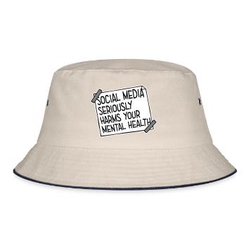 Social Media Seriously Harms Mental Health Spruch - Bucket Hat - Natur/Navy - Vorne