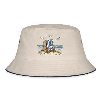 Strandkorb am Meer - Bucket Hat - Natur/Navy - Vorne