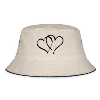 Herzen - Bucket Hat - Natur/Navy - Vorne