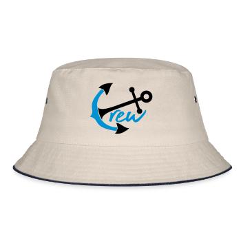 crew crew team friends anchor boat ship - Bucket Hat - ecru/navy - Front