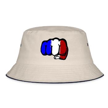 Frankreich Flagge Hand Faust - Bucket Hat - Natur/Navy - Vorne