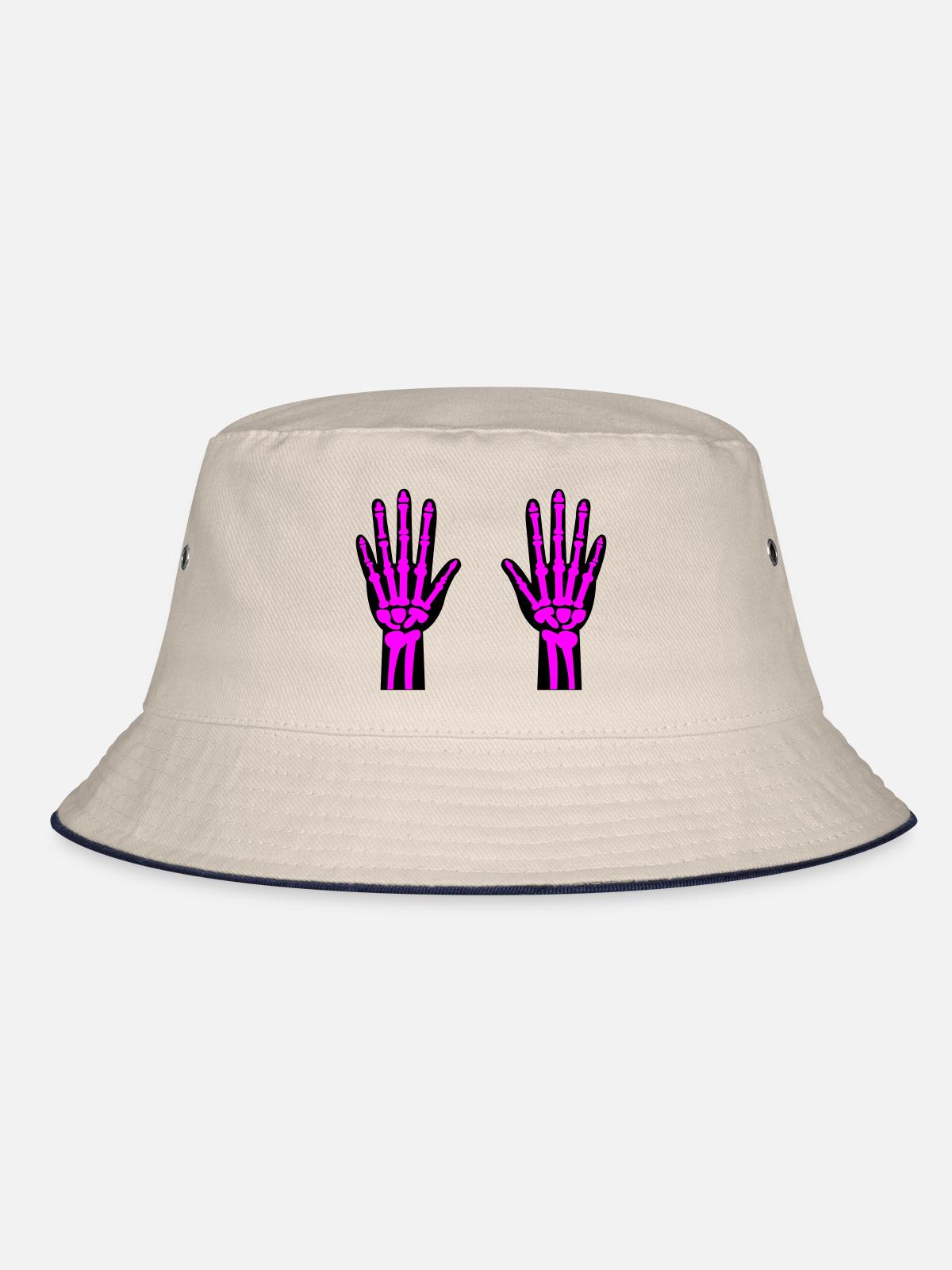 Skeleton Hands 02 - Bucket Hat - ecru/navy - Front