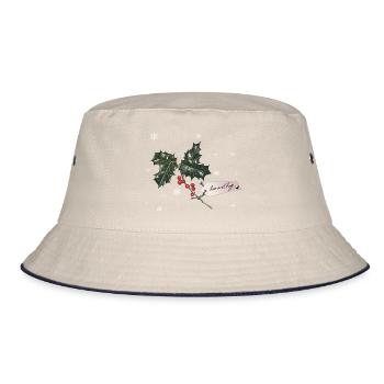 Zweig Christmas Holly mit roten Beeren - Bucket Hat - Natur/Navy - Vorne