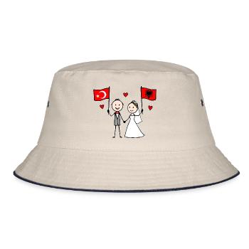 Couple de mariés, drapeau de la Turquie et de l’Albanie - Bob - blanc cassé/bleu marine - Devant