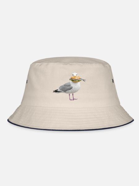 Silbermoewe-mit-Fischbroetchen Möwe - Bucket Hat - Natur/Navy