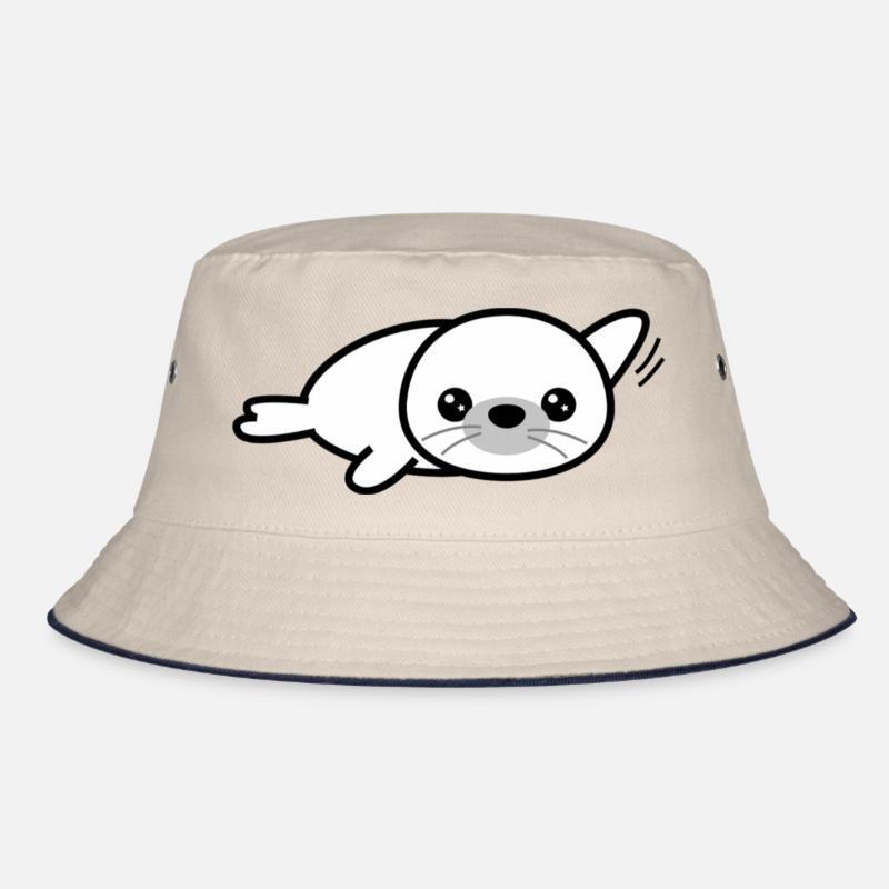 Niedliche Robbe im Schwarz-Weiß Stil Bucket Hat