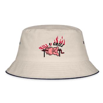 Kill And Grill Pig - Bucket Hat - ecru/navy - Front