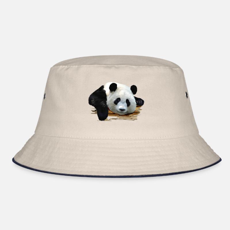 Süßer Panda-Kunstdruck - Bucket Hat - Natur/Navy