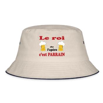 Le roi de l'apero c'est parrain - Bob - blanc cassé/bleu marine - Devant