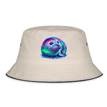 Aurora Borealis Seal - Bucket Hat - ecru/navy - Front