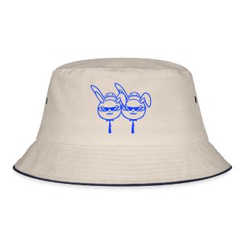 2 Sonnenbrille Hasen Freunde Team Crew Paar Zwei - Bucket Hat - Natur/Navy - Vorne