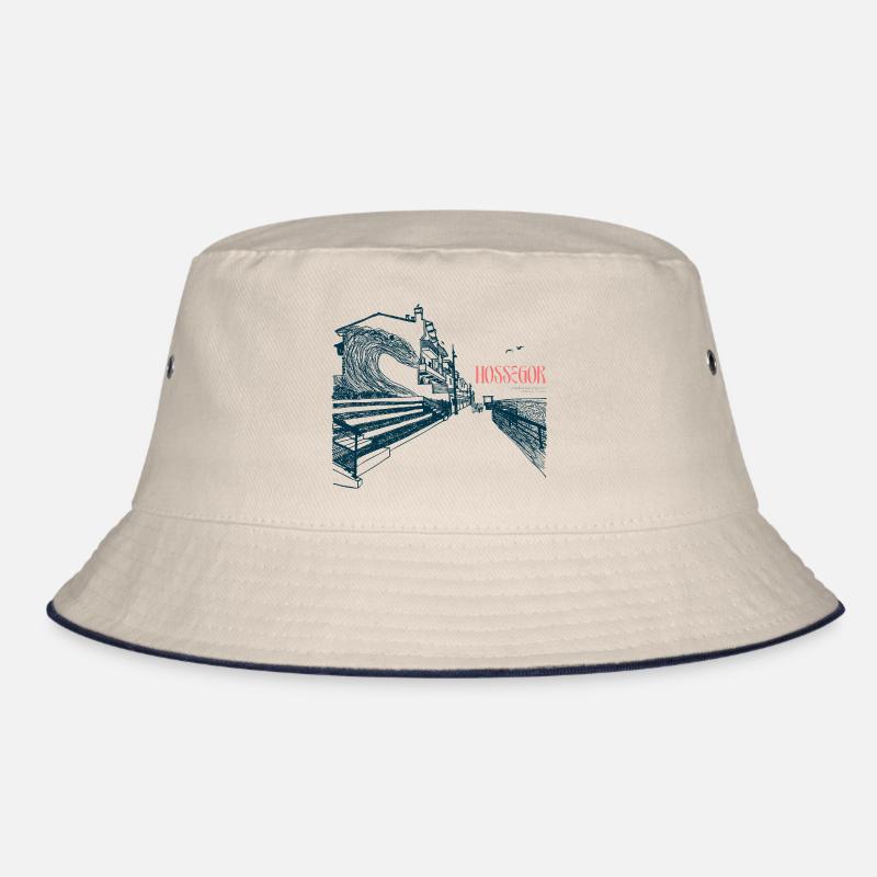 Hossegor Atlantic Coast – Hand-Drawn Wave Bucket Hat