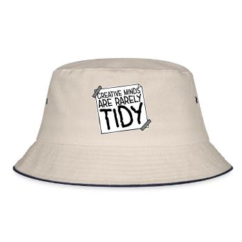 Creative Minds Are Rarely Tidy Funny Creative Logo - Bucket Hat - ecru/navy - Front