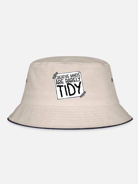 Creative Minds Are Rarely Tidy Funny Creative Logo - Bucket Hat - ecru/navy - Front