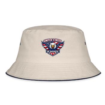 USA Eagle Crest Patriot Emblem - Bucket Hat - Natur/Navy - Vorne
