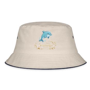 Soumaya-Delfin im goldenen Blumenrahmen - Bucket Hat - Natur/Navy - Vorne