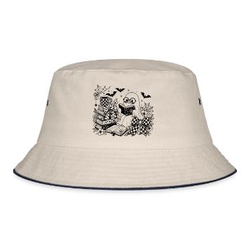 Halloween Bücherwurm - Bucket Hat - Natur/Navy - Vorne