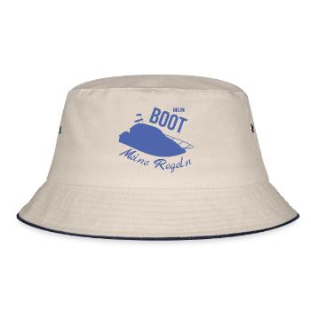 Motorboot Sprüche Mein Boot meine Regeln - Bucket Hat - Natur/Navy - Vorne