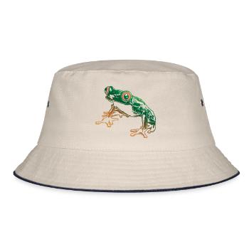 Tree Frog Graphic Aquatic Amphibian Frog Lovers - Bucket Hat - ecru/navy - Front