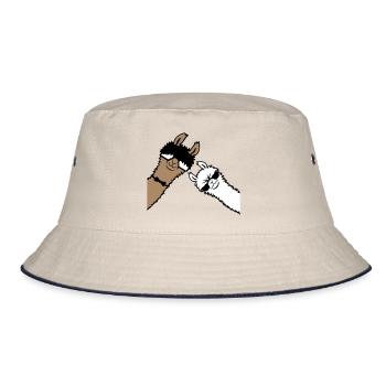 2 Cool Llamas Sunglasses Funny Nerd Friends - Bucket Hat - ecru/navy - Front