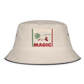 La Befana Italienische Epiphanie Weihnachtshexe - Bucket Hat - Natur/Navy - Vorne