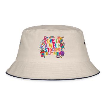Crafty Mom Crafting Mama Life Einzigartige Schöpferkunst - Bucket Hat - Natur/Navy - Vorne
