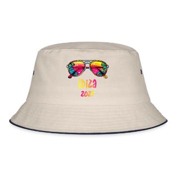 Ibiza 2027 Rainbow Sunglasses Design - Bucket Hat - Natur/Navy - Vorne