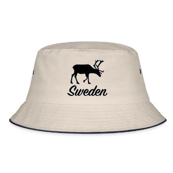 Sweden Reindeer Silhouette Sweden Souvenir - Bucket Hat - ecru/navy - Front