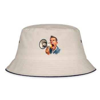 Loud call with megaphone - Bucket Hat - ecru/navy - Front