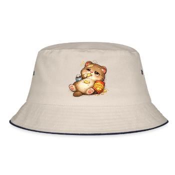 Cookie-loving cat - Bucket Hat - ecru/navy - Front