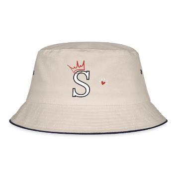 Letter s crown heart - Bucket Hat - ecru/navy - Front