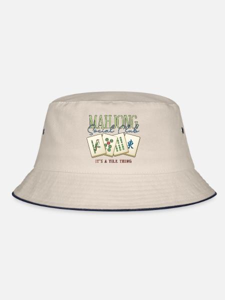 Mahjong Social Club Club Fliesen-Ding - Bucket Hat - Natur/Navy - Vorne