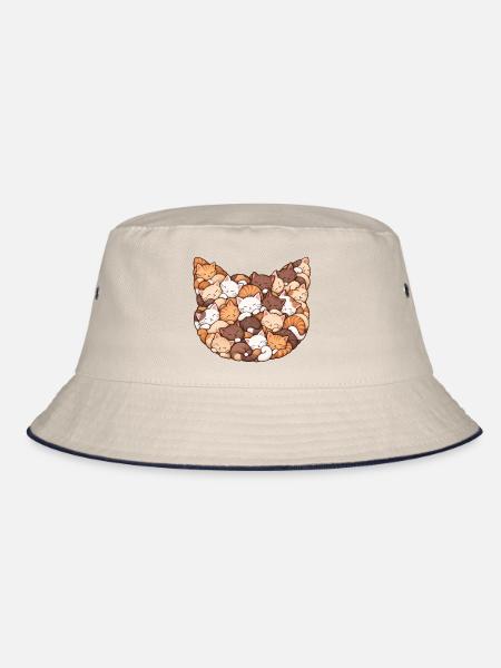 Schlummernde Katzenkolonie - Bucket Hat - Natur/Navy