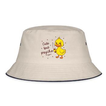 Cute but psycho - Ente mit Messer - Bucket Hat - Natur/Navy - Vorne