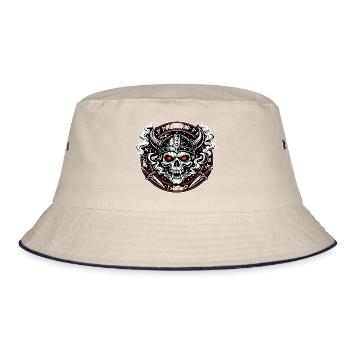 Vikingenschädel Feuerkreis - Bucket Hat - Natur/Navy - Vorne