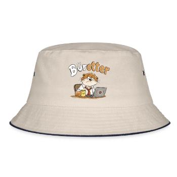 Bürotter Otter Büro Humor Kaffee Arbeit Montag - Bucket Hat - Natur/Navy - Vorne