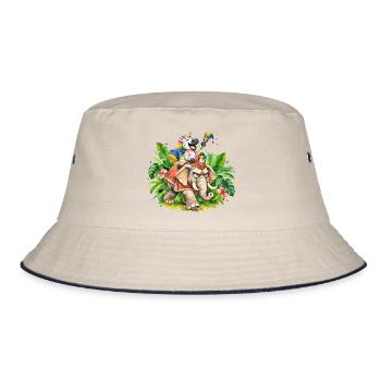 Buntes Zebra-Einhorn auf Elefantenabenteuer - Bucket Hat - Natur/Navy - Vorne