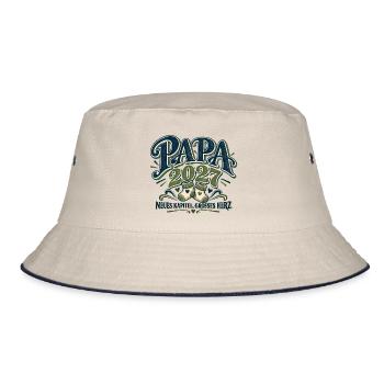 Papa 2027 Neues Kapitel, großes Herz | Werdender  - Bucket Hat - Natur/Navy - Vorne