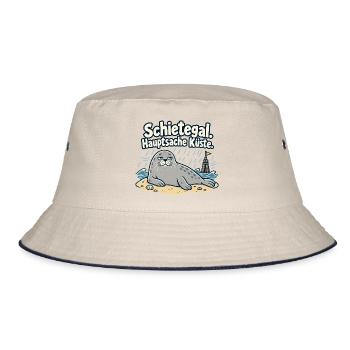 Schietegal Hauptsache Küste Fischkopp - Bucket Hat - Natur/Navy - Vorne