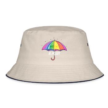 Il Pleut – Frecher Regenschirm im Regenbogenlook - Bucket Hat - Natur/Navy - Vorne