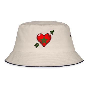 Marokko Flagge Herz mit Pfeil - Bucket Hat - Natur/Navy - Vorne