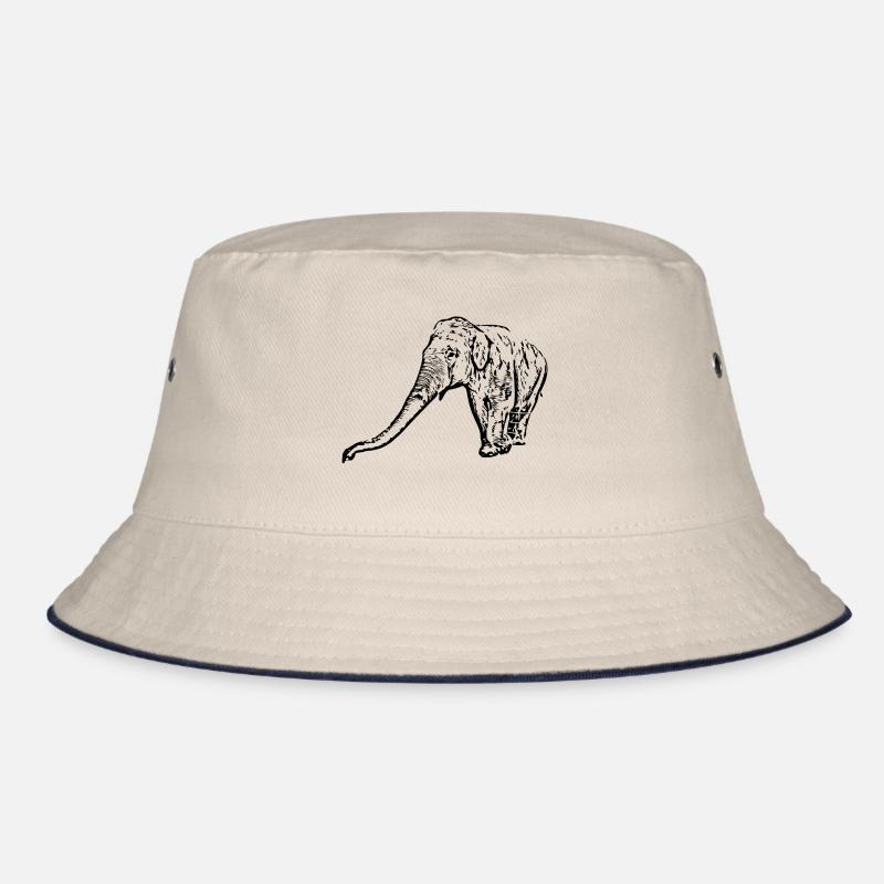 Elefant schwarz - Bucket Hat - Natur/Navy