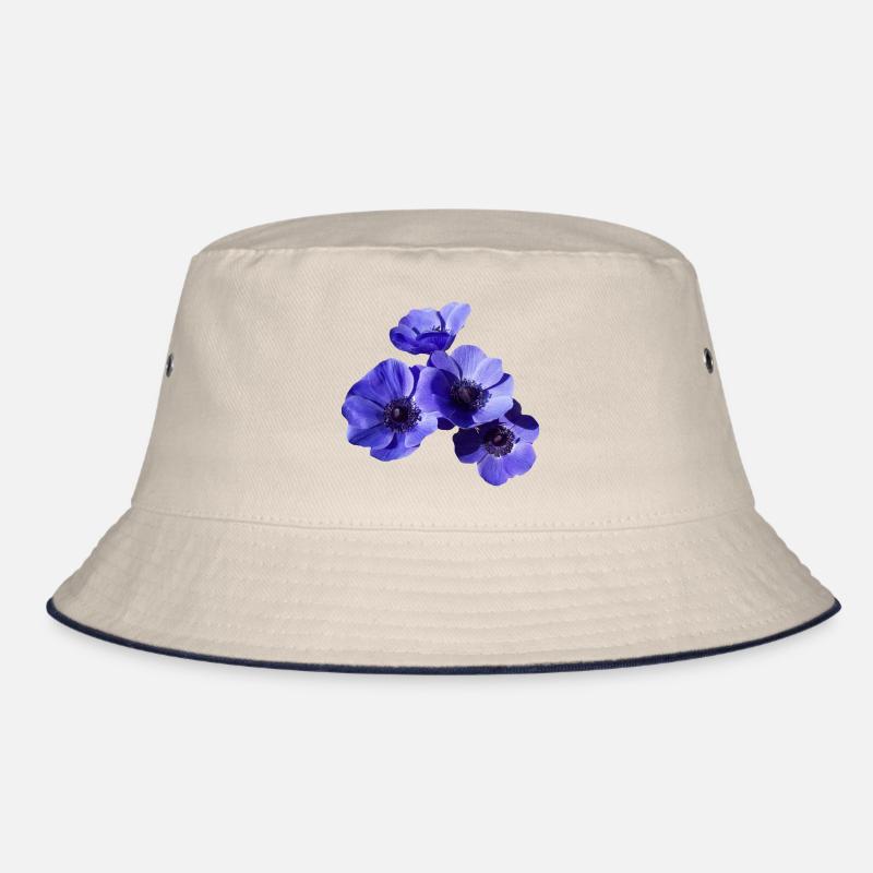 blaue Blumen - Bucket Hat - Natur/Navy