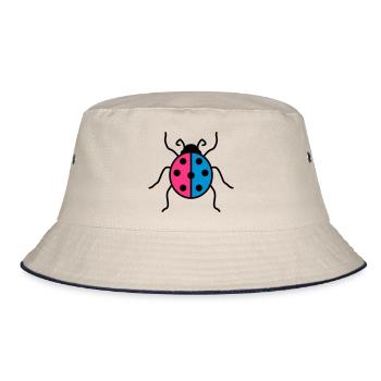 bunt marienkaefer klein suess niedlich kaefer rot - Bucket Hat - Natur/Navy - Vorne